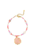 Pulsera de cuentas de rosas - Color rosa y dorado