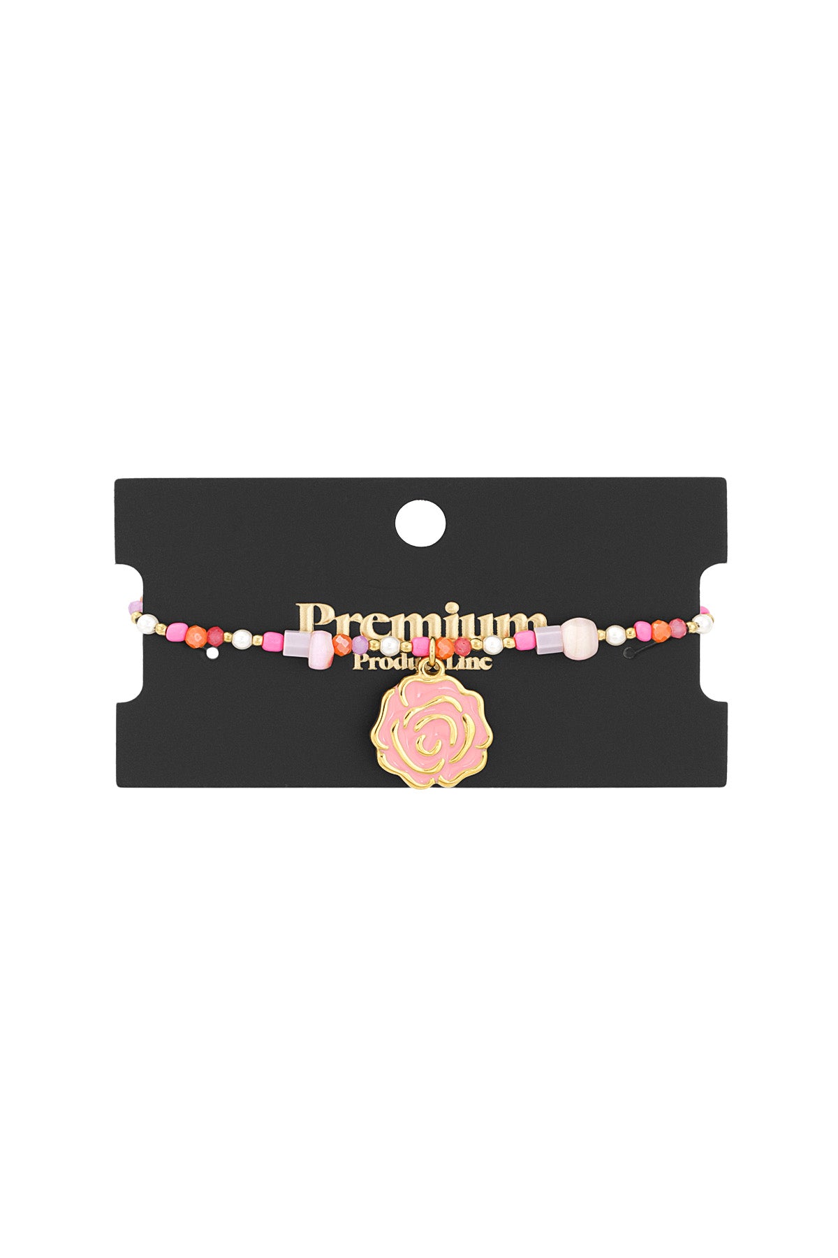 Pulsera de cuentas de rosas - Color rosa y dorado