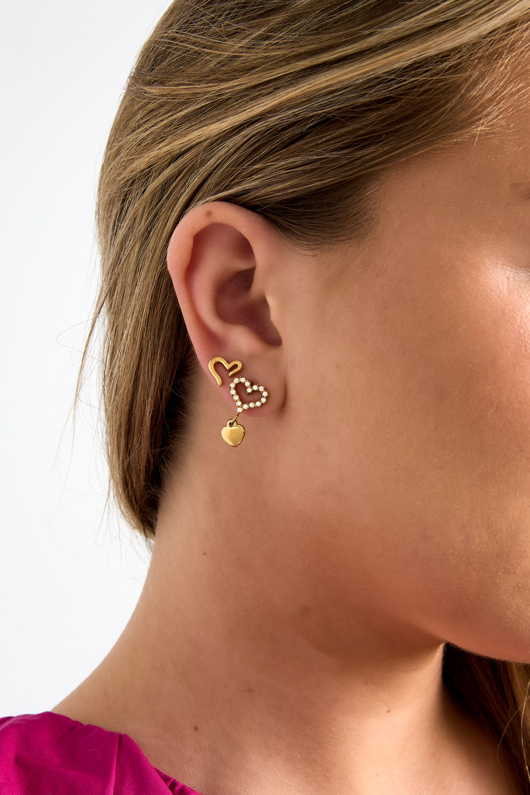 Pendientes colgantes de acero inoxidable con forma de corazón, sencillos, de la serie Daily Simple, joyería para mujer.