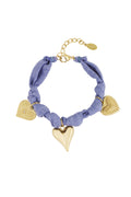 Charming Blue & Fuchsia Heart Braided Bracelet