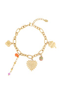 14K Gold Plated Heart Charm Bracelet for Women