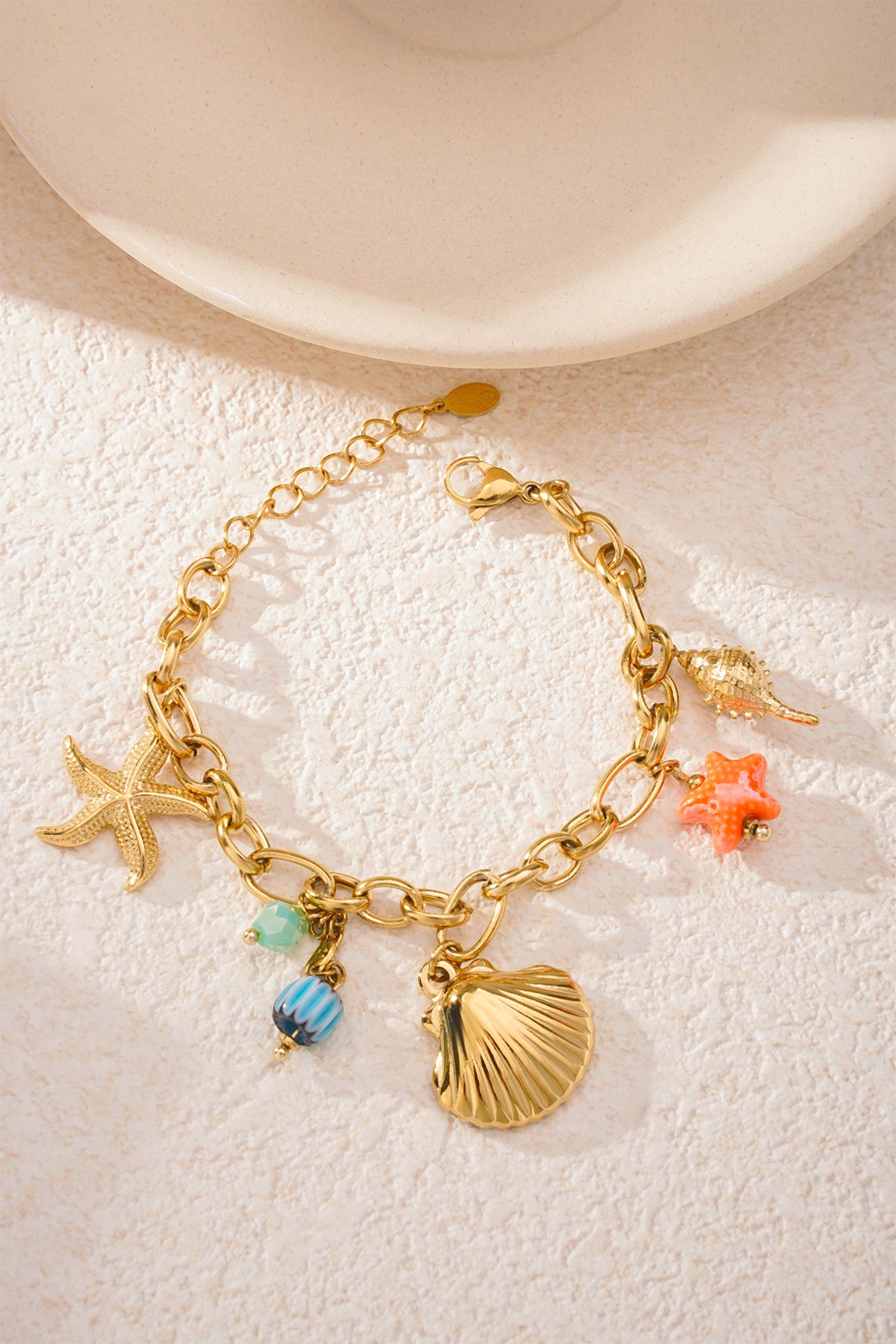 Elegant Gold Statement Charm Bracelet