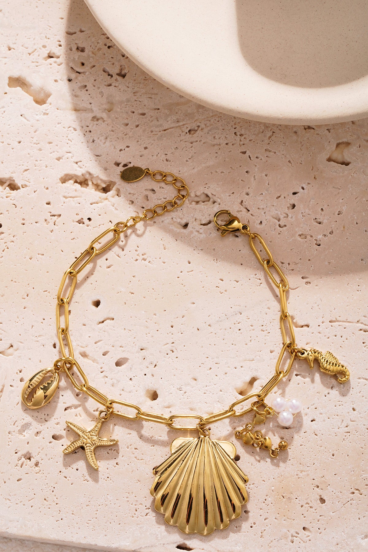 Elegant Gold Statement Charm Bracelet