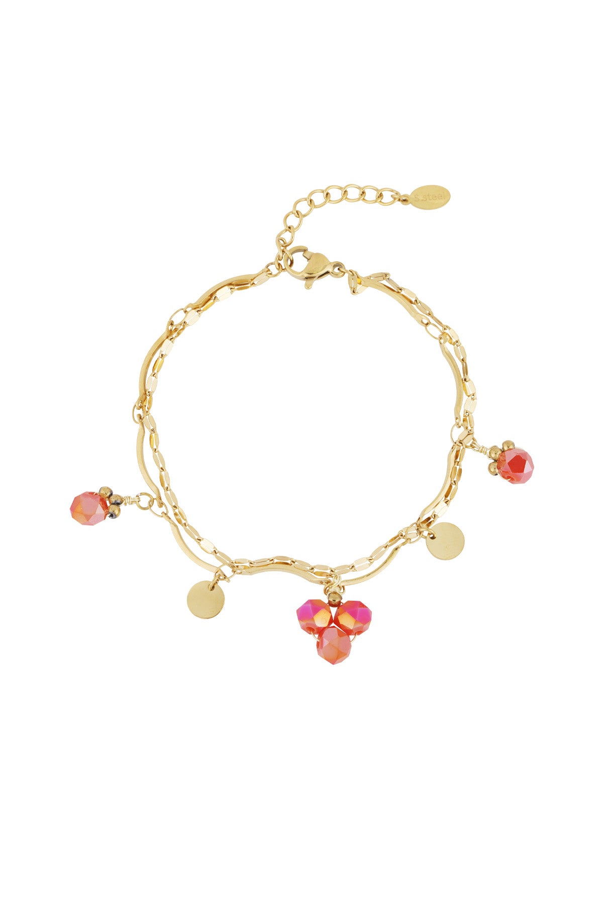 Elegant Red and Gold Charm Bracelet for Women