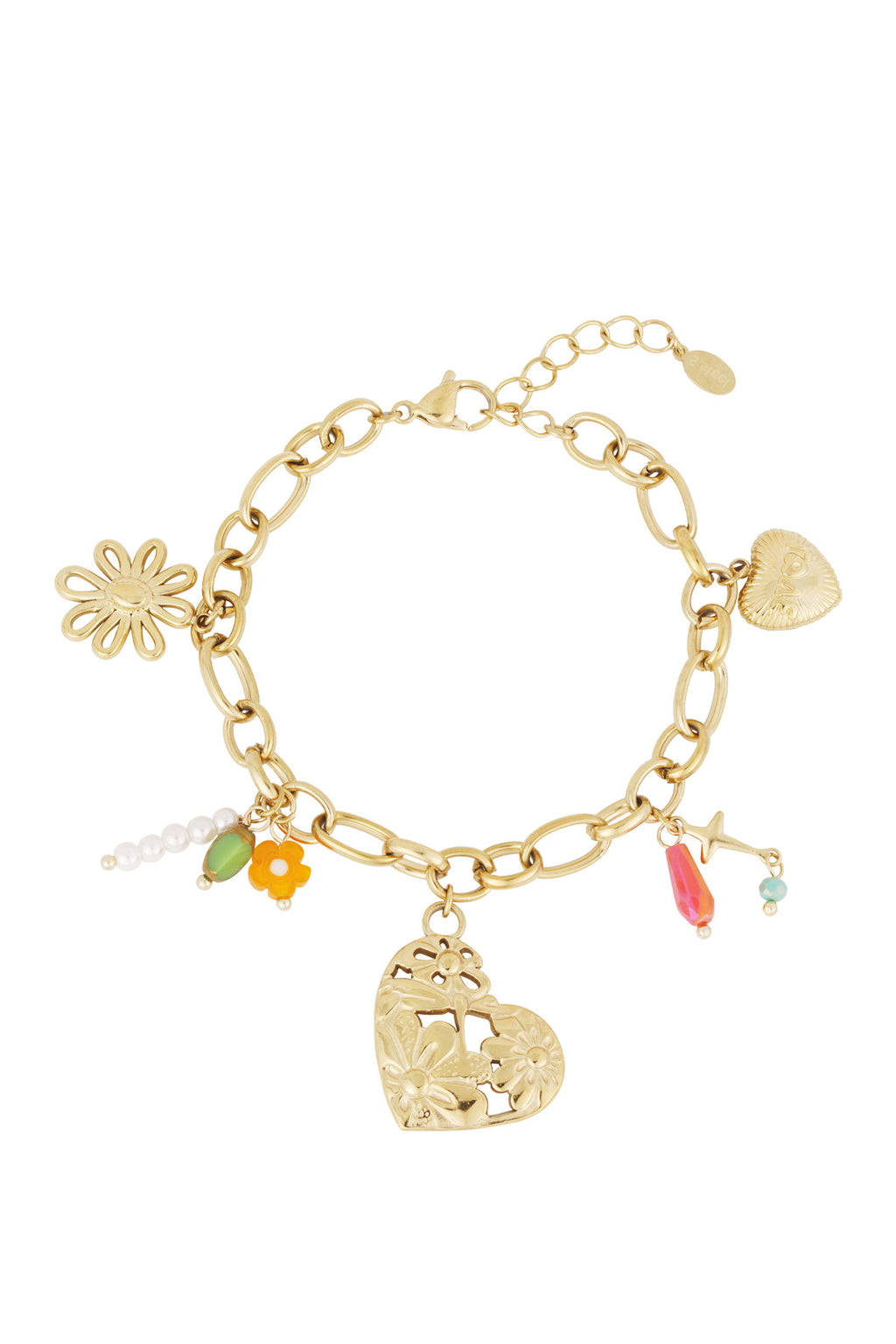 pulsera de eslabones con charms grandes
