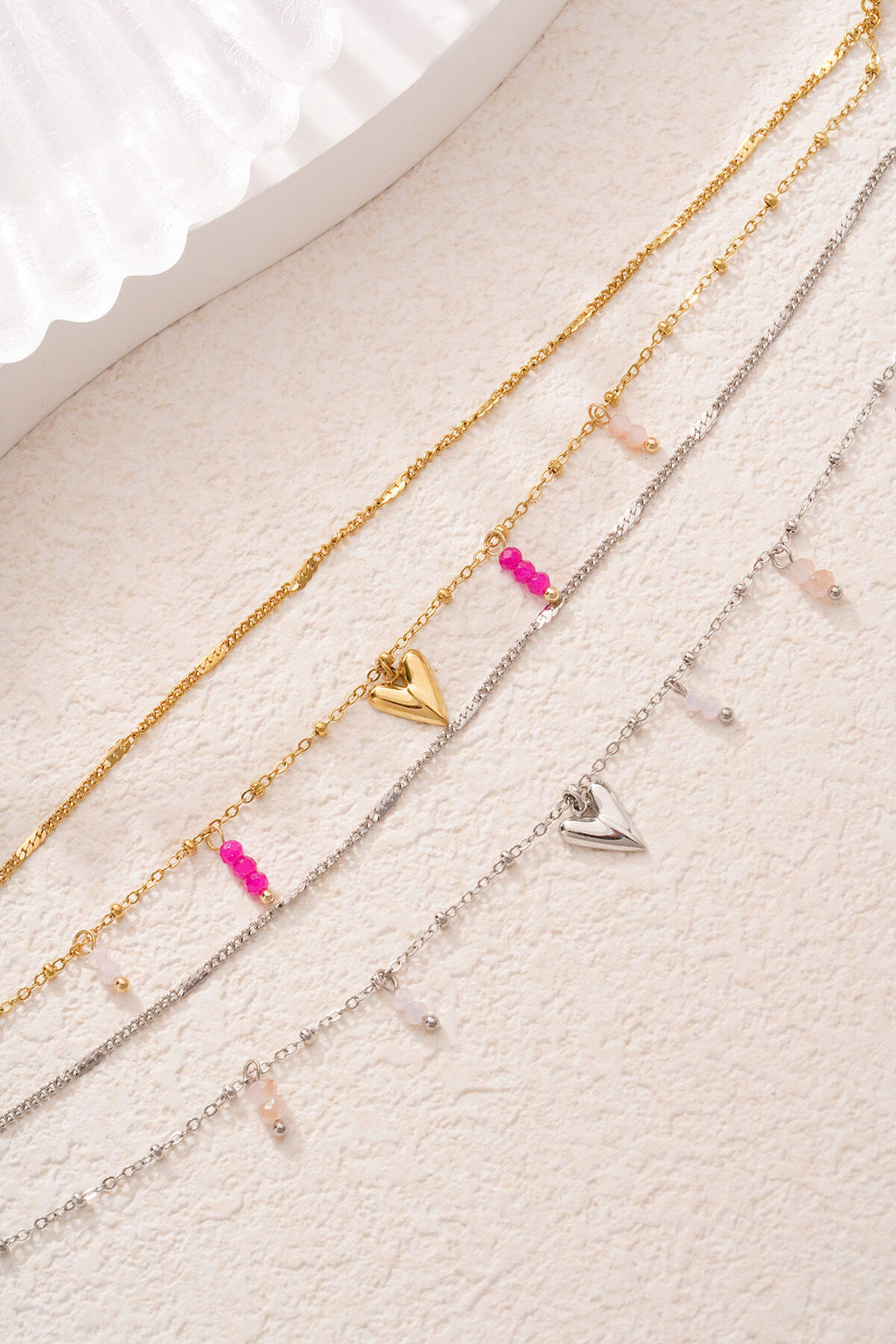 Charming Heart Multi-Layered Bracelet - Silver & Gold
