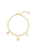 Elegant 14K Gold Plated Flower Charm Bracelet
