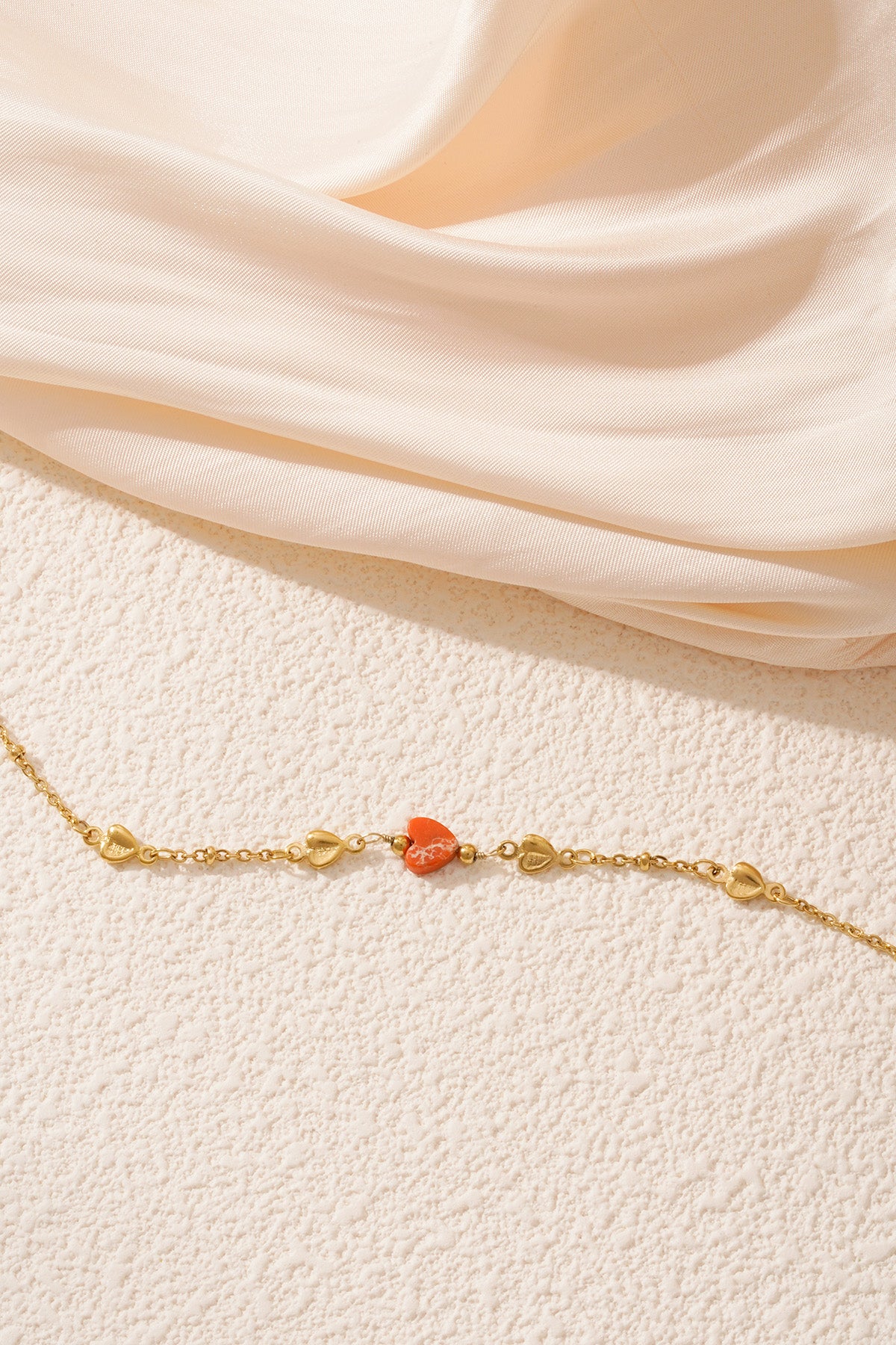 Charming Heart Stainless Steel Bracelet in Green and Orange