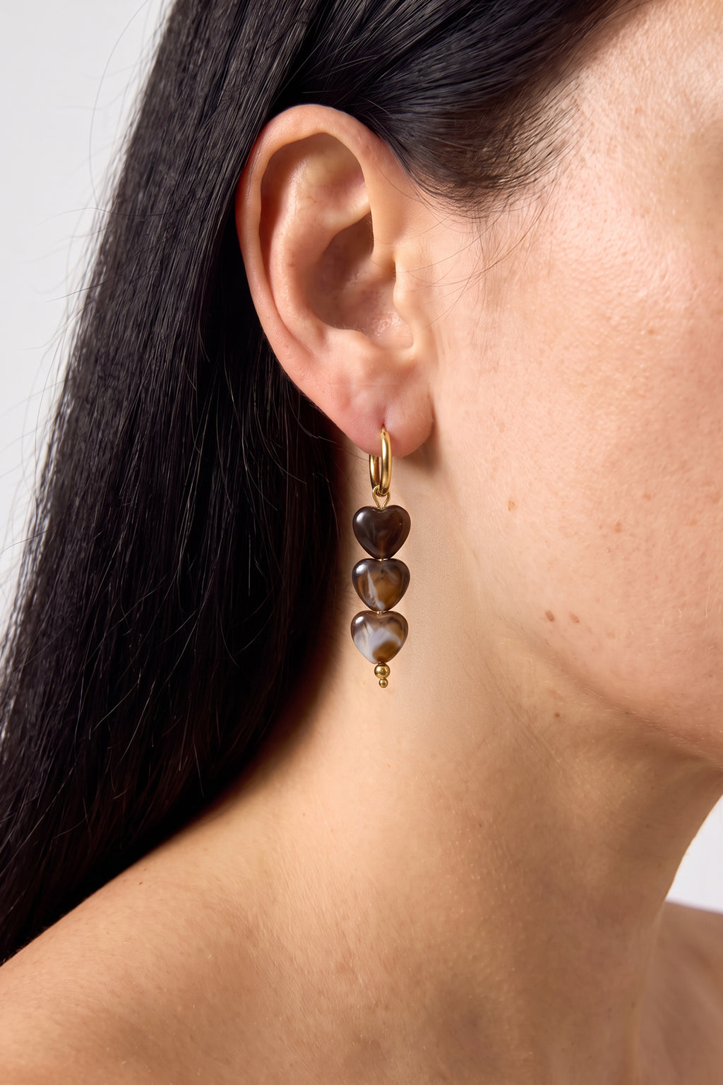 Pendientes de cuentas de acero inoxidable con forma de corazón, sencillos, de la serie Daily Simple, joyería para mujer.