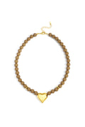 Charming Heart Beads Short Necklace for Women - Crimson & Coffee Brown