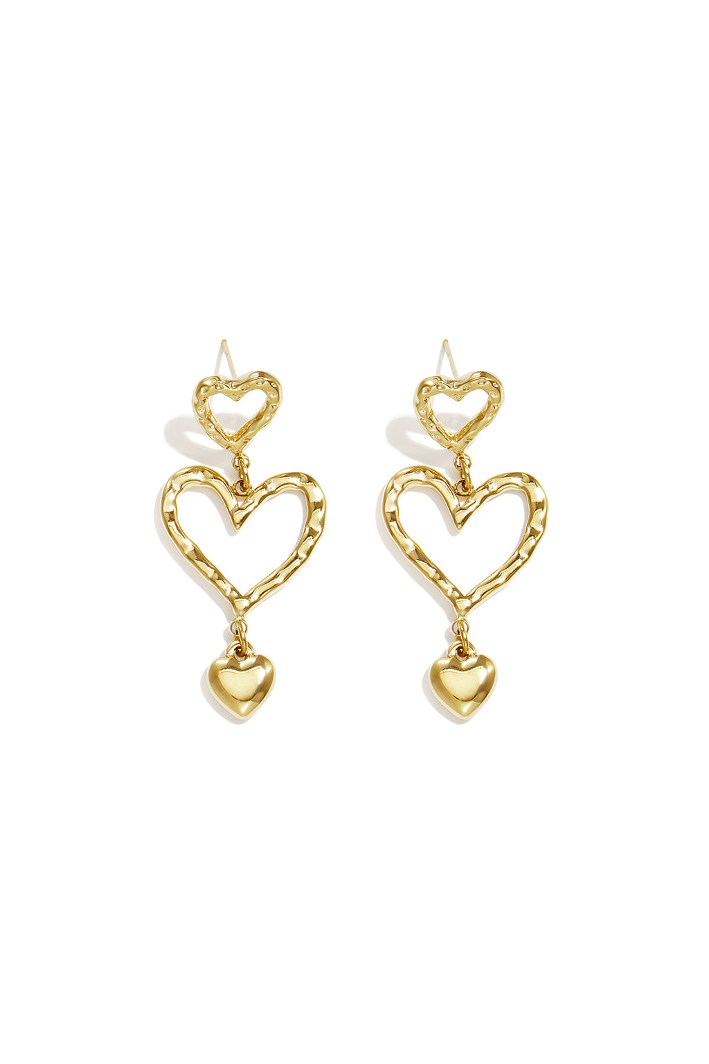 Pendientes colgantes de acero inoxidable con forma de corazón, estilo casual y sencillo para el día a día. Joyería para mujer.