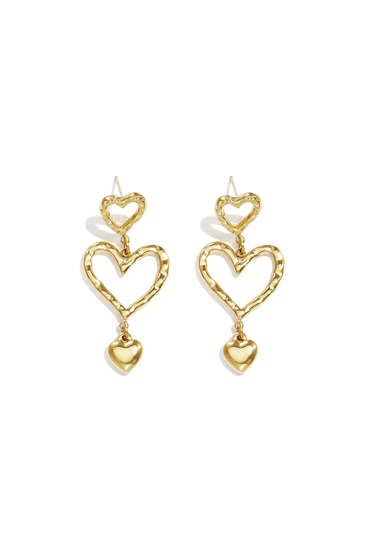 Pendientes colgantes de acero inoxidable con forma de corazón, estilo casual y sencillo para el día a día. Joyería para mujer.
