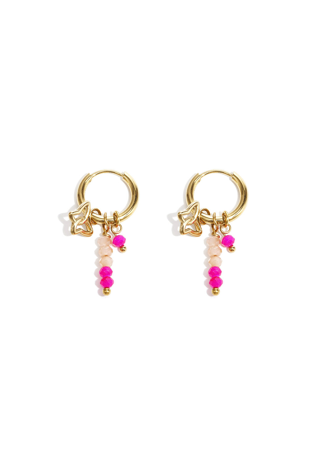 Charming Pink & Green Beaded Earrings for Spring