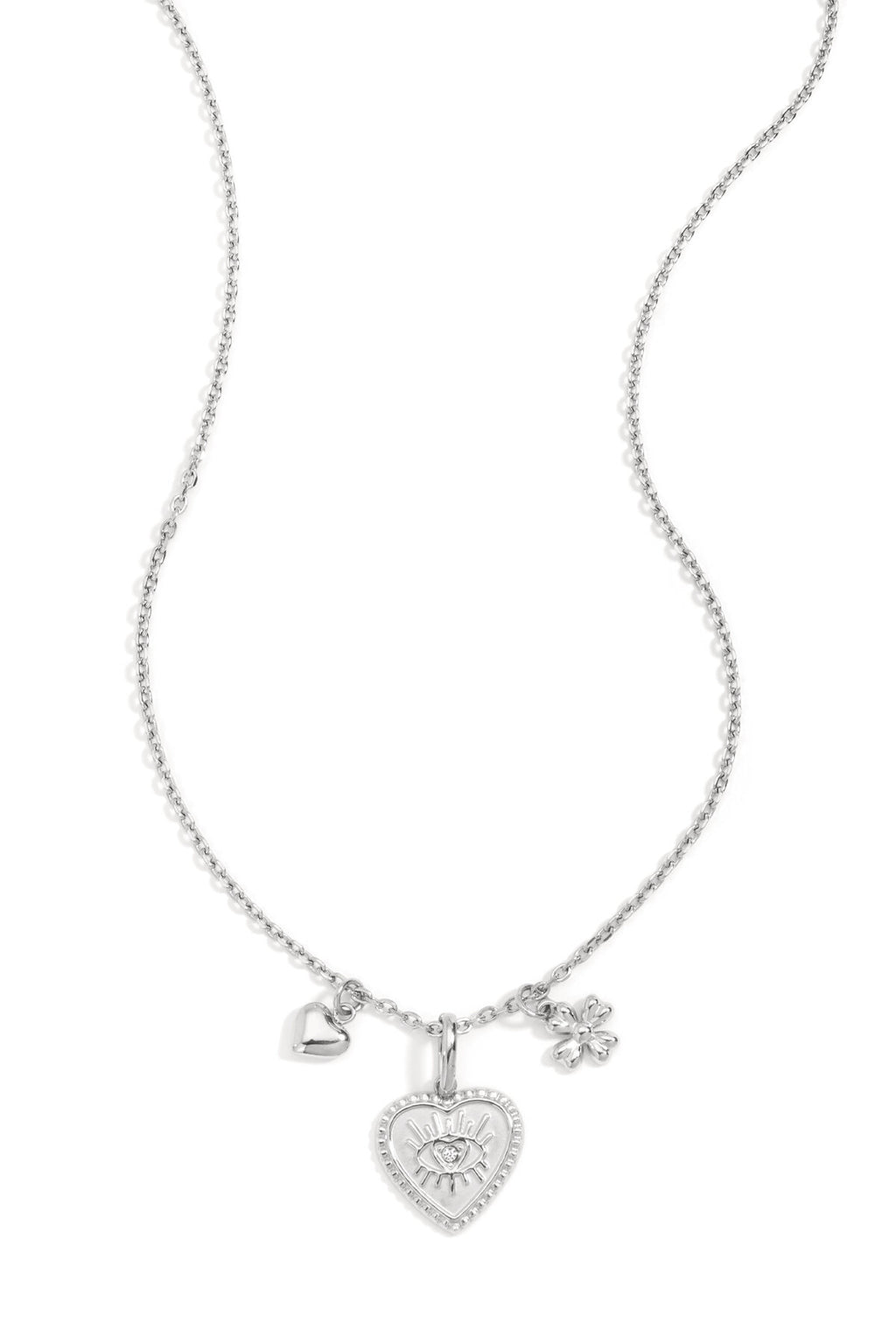 Elegant Devil's Eye & Heart Pendant Necklace