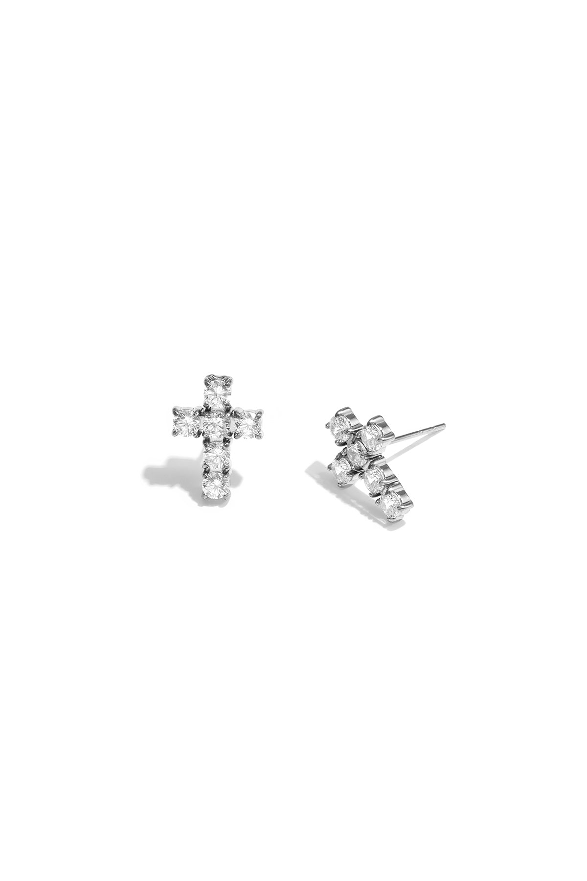 Pendientes de botón de acero inoxidable con cruz, sencillos, de la serie Daily Simple, joyería para mujer.