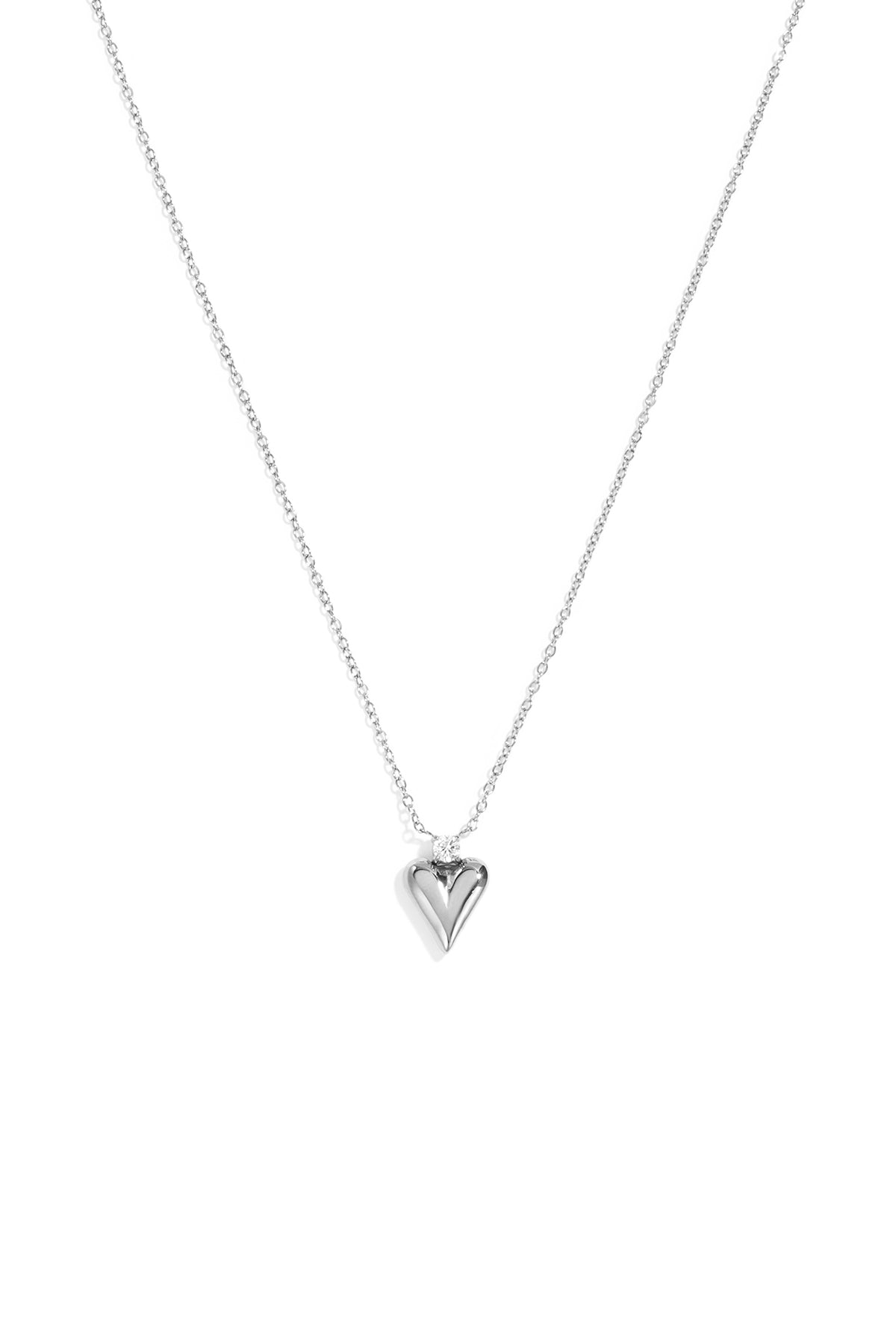 Collares con colgante de acero inoxidable con forma de corazón, de la serie Daily Simple para mujer.