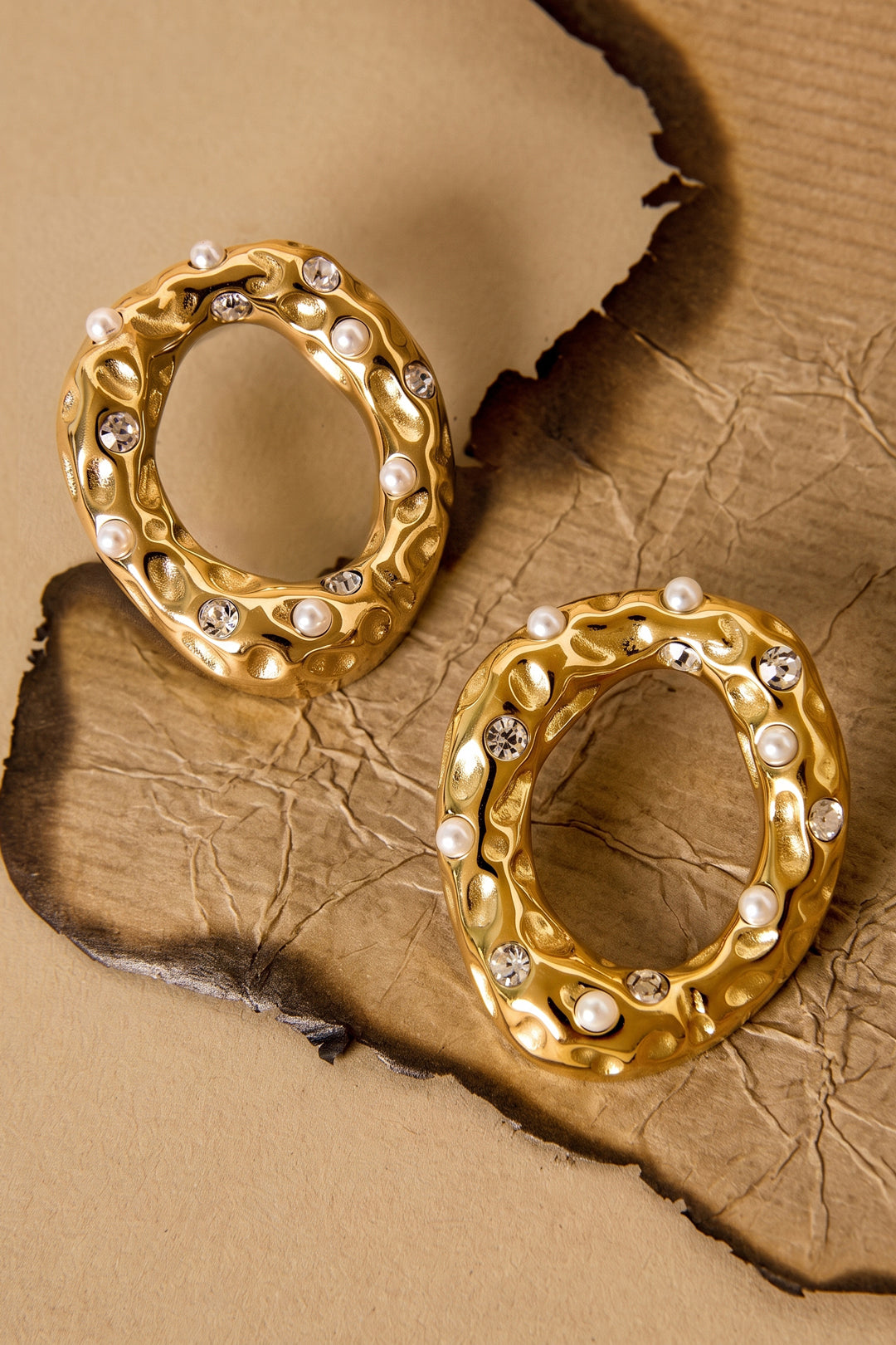 Pendientes de botón de acero inoxidable con forma irregular, sencillos, de la serie Daily Simple, joyería para mujer.