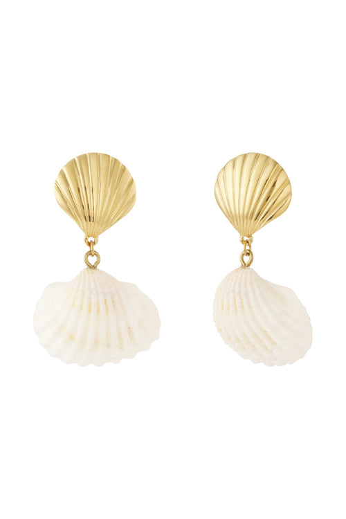 14K Gold Plated Seashell Drop Earrings for Women