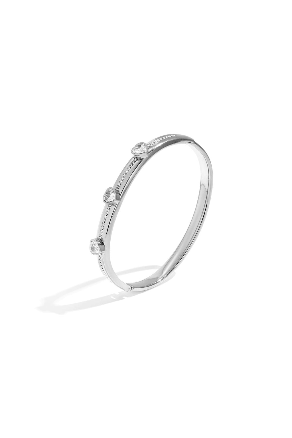 Elegant All-Fit Heart Rhinestone Bangle