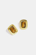 Pendientes de botón rectangulares de acero inoxidable, sencillos, de la serie Daily Simple, joyería para mujer.
