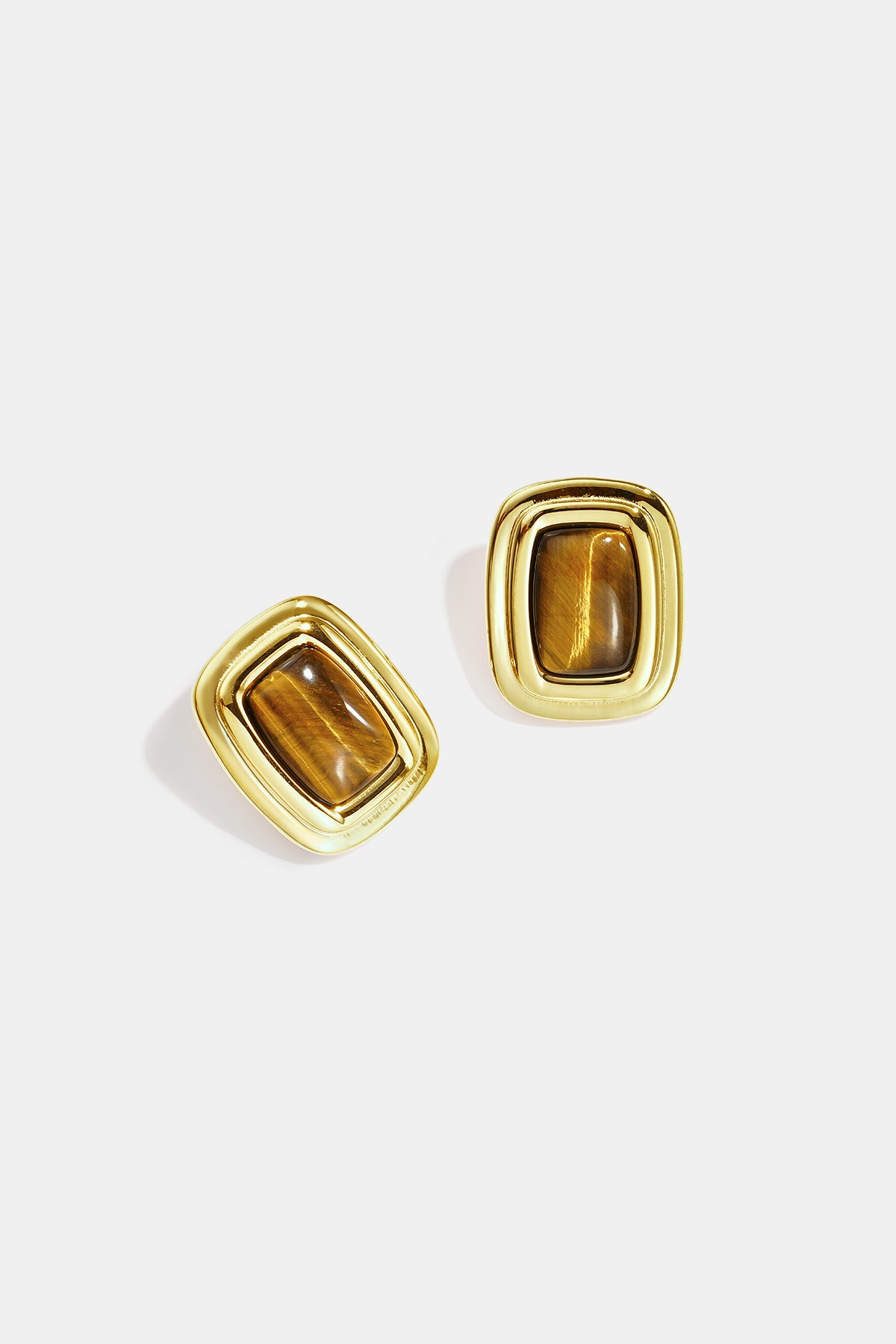 Pendientes de botón rectangulares de acero inoxidable, sencillos, de la serie Daily Simple, joyería para mujer.