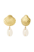 14K Gold Plated Seashell Drop Earrings