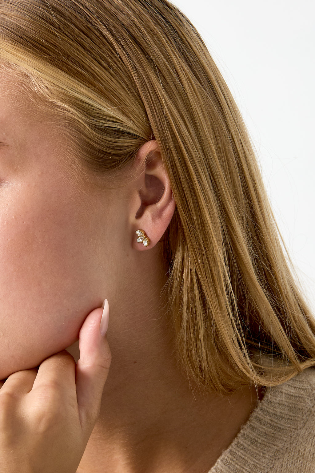 Pendientes de botón de acero inoxidable con forma de hoja, de la serie Daily Simple, joyería para mujer.