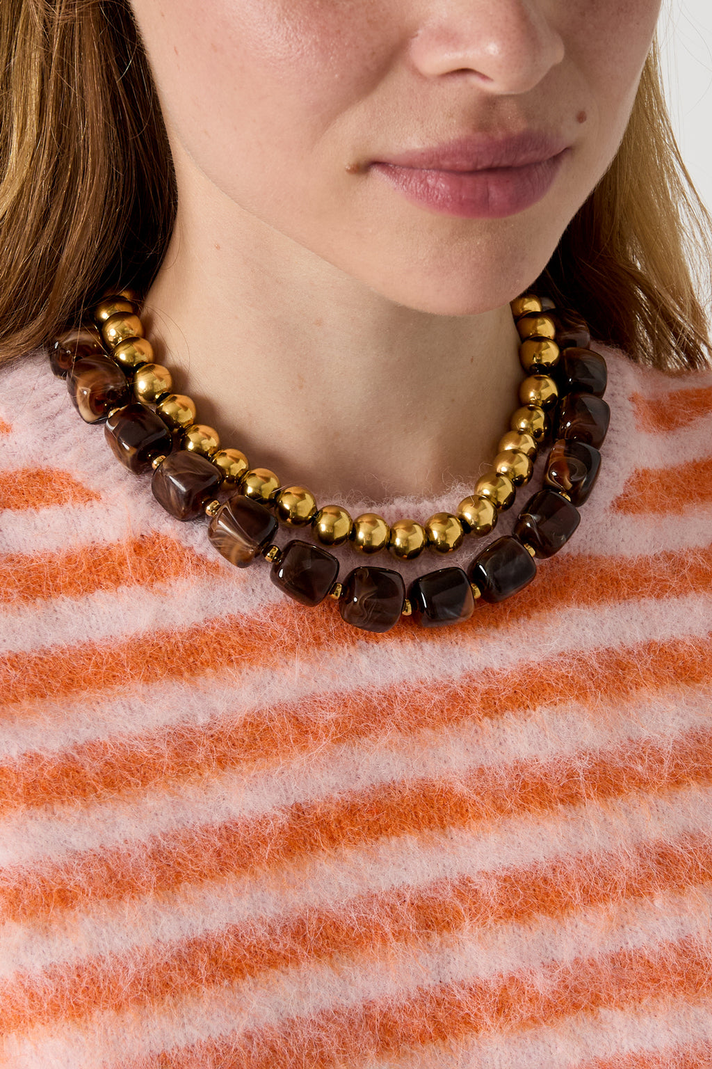 Collares de cuentas acrílicas con degradado de color, sencillos para el día a día, de la serie Simple. Joyería para mujer.