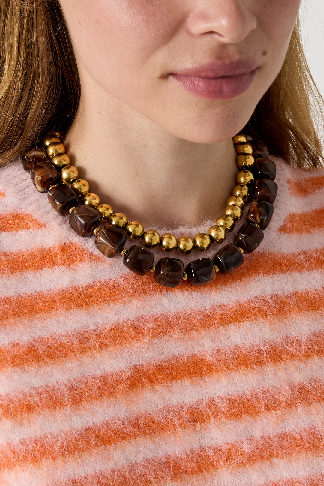 Collares de cuentas acrílicas con degradado de color, sencillos para el día a día, de la serie Simple. Joyería para mujer.