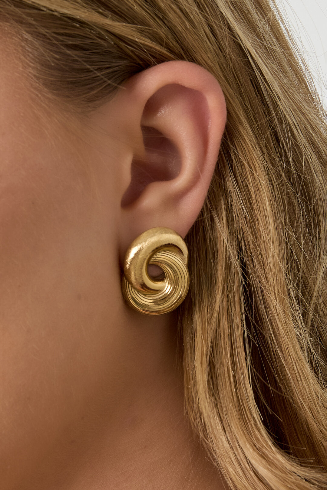 Elegant Irregular Shaped Stud Earrings, Silver & Gold