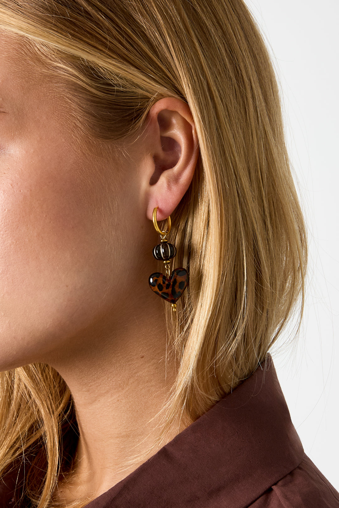Pendientes de acero inoxidable con cuentas en forma de corazón, sencillos, de la serie Daily Simple. Joyería para mujer.