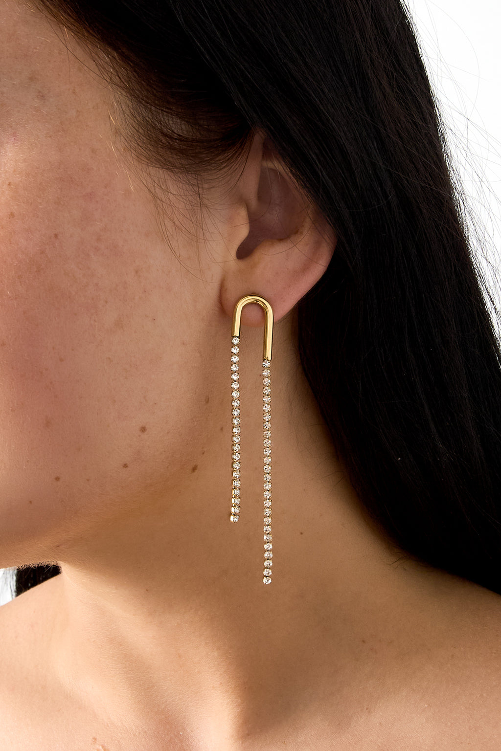 Pendientes colgantes de acero inoxidable con cadena, estilo sencillo para reuniones o fiestas. Colección Simple para mujer.