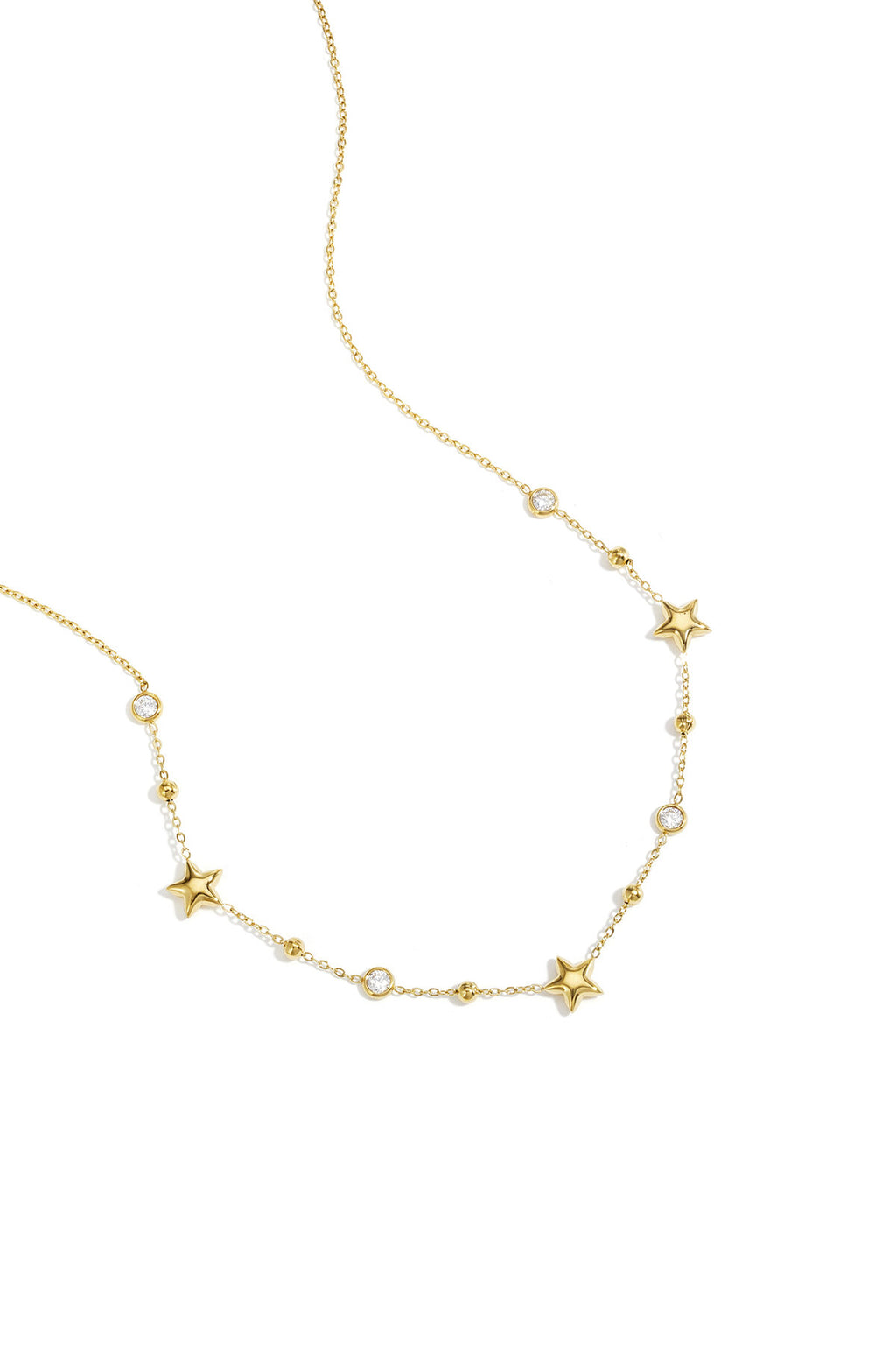 Elegant Star Chain Necklace in Silver & Gold