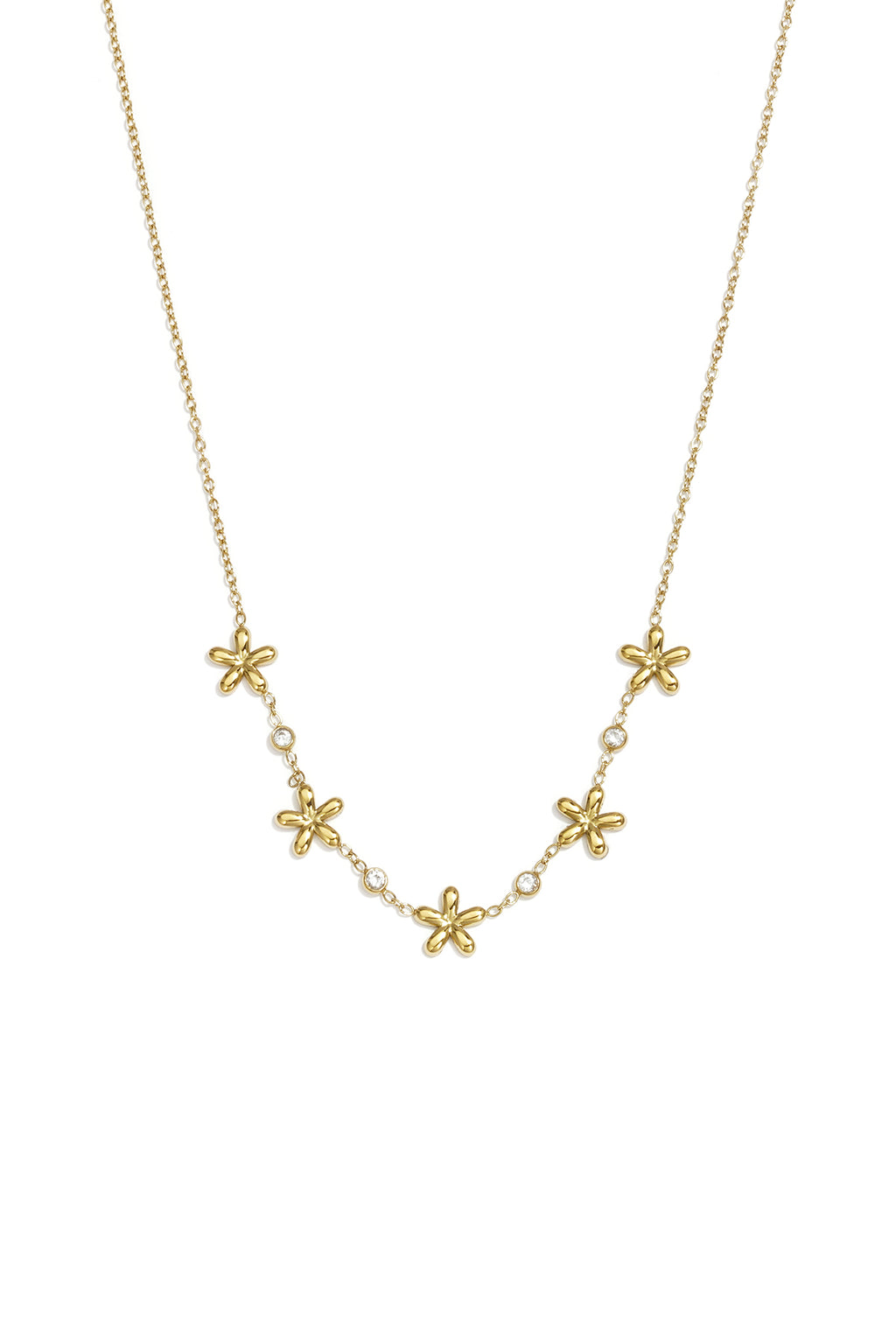 Collares con colgante de acero inoxidable chapado en oro de 14 quilates, modelo Flower Simple Daily Simple Series, joyería para mujer.