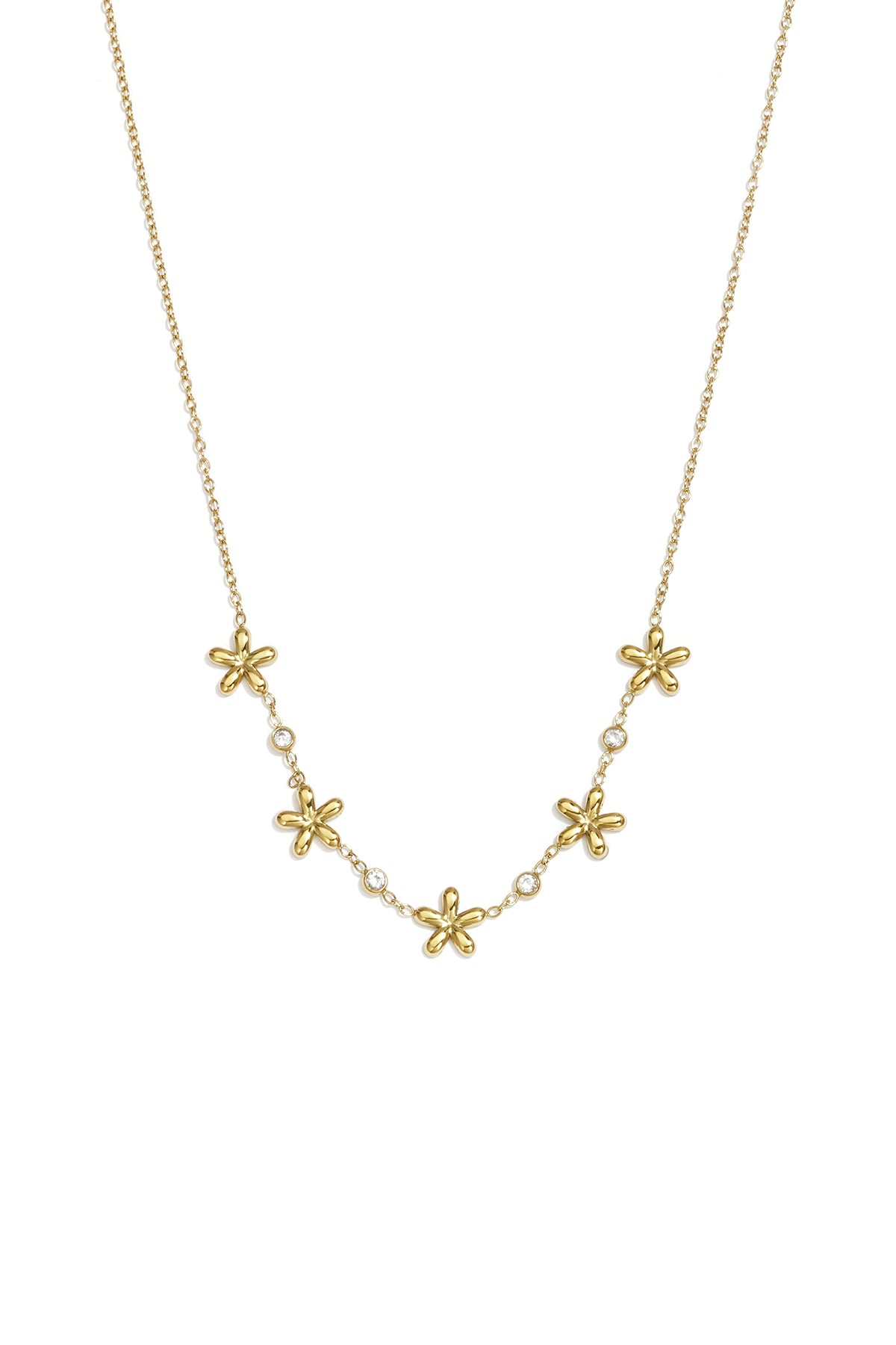 Collares con colgante de acero inoxidable chapado en oro de 14 quilates, modelo Flower Simple Daily Simple Series, joyería para mujer.