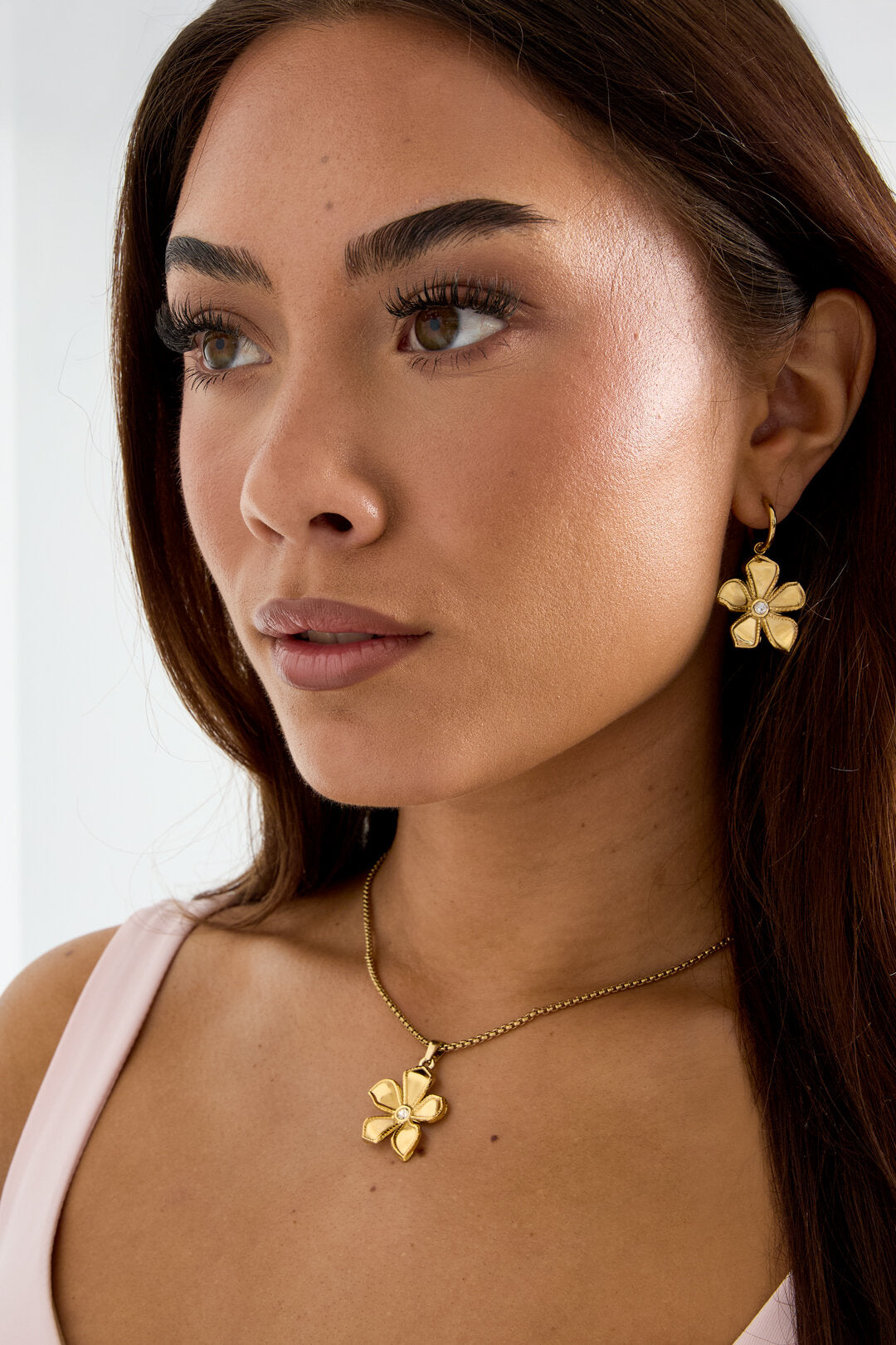 Pendientes colgantes de acero inoxidable con forma de flor, de la serie Daily Simple, joyería para mujer.