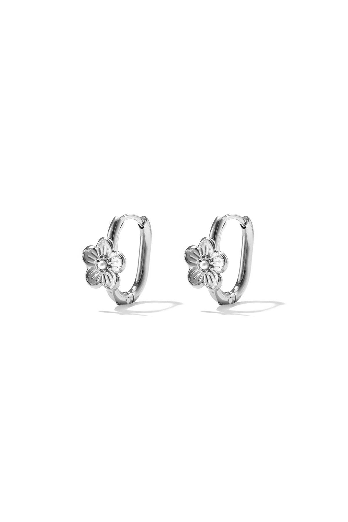 Pendientes de aro de acero inoxidable con diseño floral, de la serie Daily Simple, joyería para mujer.