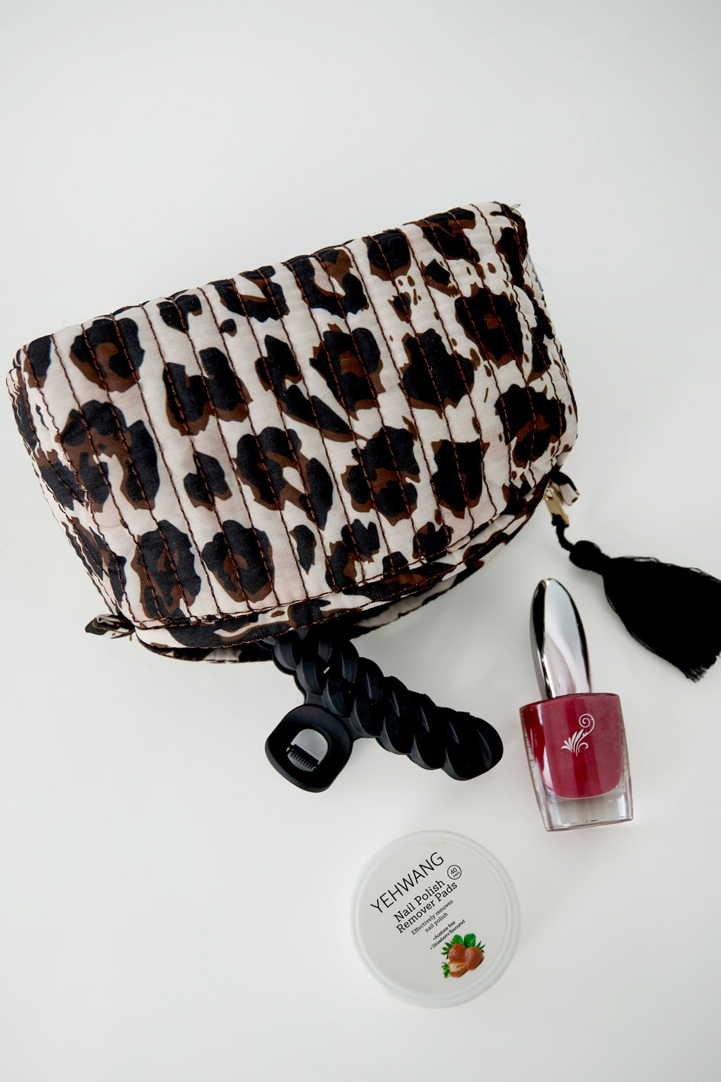 Bolsas de maquillaje con estampado de leopardo para uso diario, poliéster, accesorios de uso diario