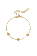 Pulseras con dije de acero inoxidable chapadas en oro de 14 quilates, modelo Flower Simple Daily Simple Series, joyería para mujer.