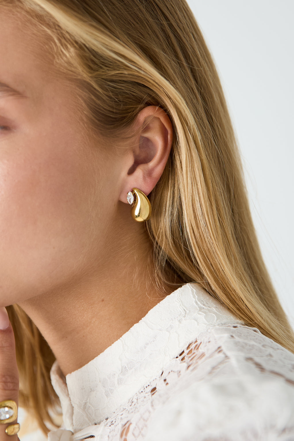 Pendientes de botón de acero inoxidable con forma de gota, sencillos, de la serie Daily Simple, joyería para mujer.