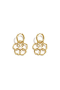 Pendientes colgantes de acero inoxidable chapados en oro de 14 quilates con diseño floral, estilo sencillo para el día a día. Joyería para mujer.