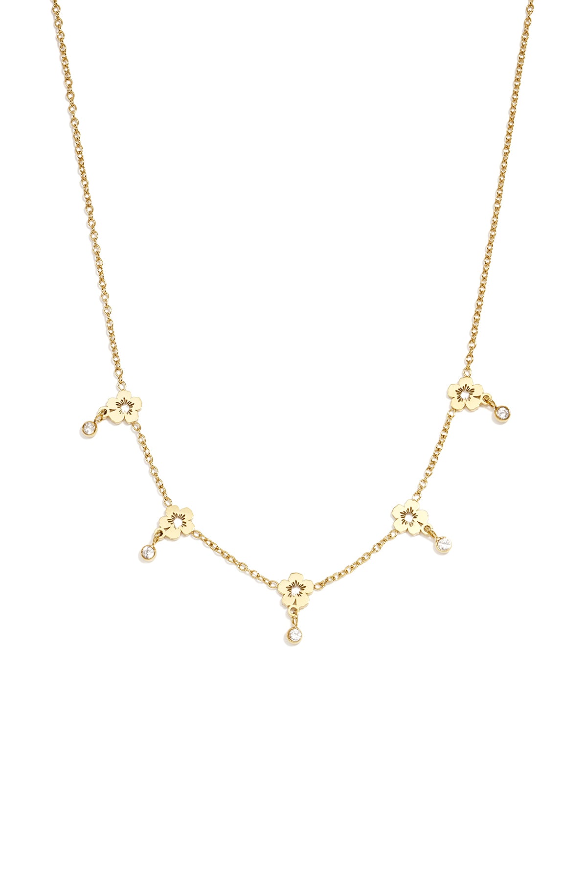 Collares con colgante de acero inoxidable con diseño floral sencillo de la serie Daily Simple para mujer.