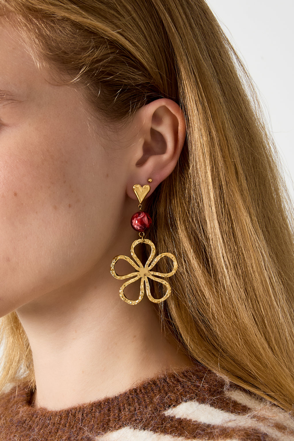 Pendientes colgantes de acero inoxidable con diseño floral, serie Daily Simple, joyería para mujer