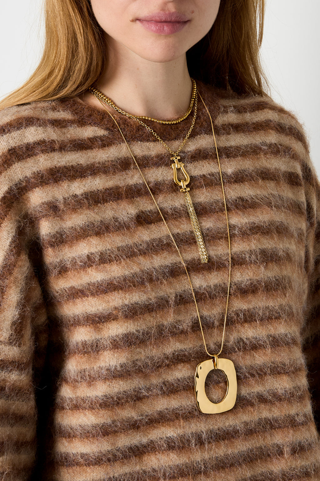 Collares largos de acero inoxidable con forma geométrica, sencillos, de la serie Daily Simple, joyería para mujer.