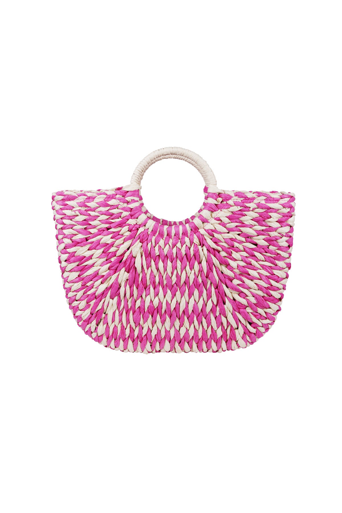 Bolsa de playa trenzada con asa redonda - blanco y negro