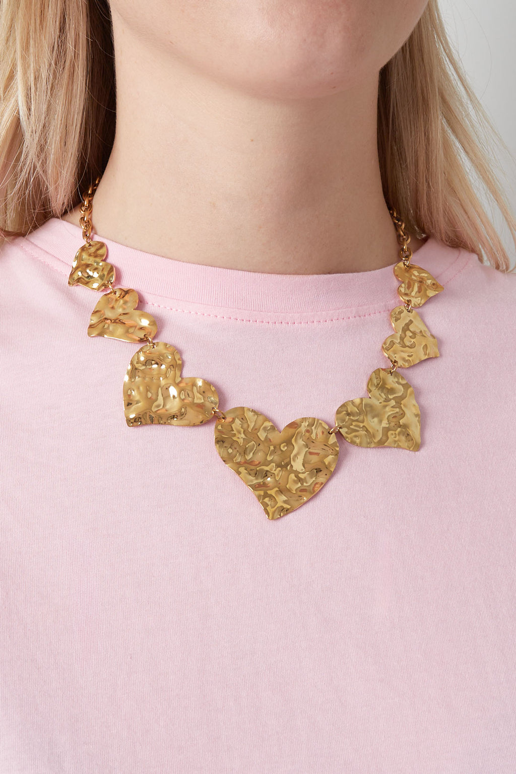 Elegant Stainless Steel Heart Necklace, Silver & Gold