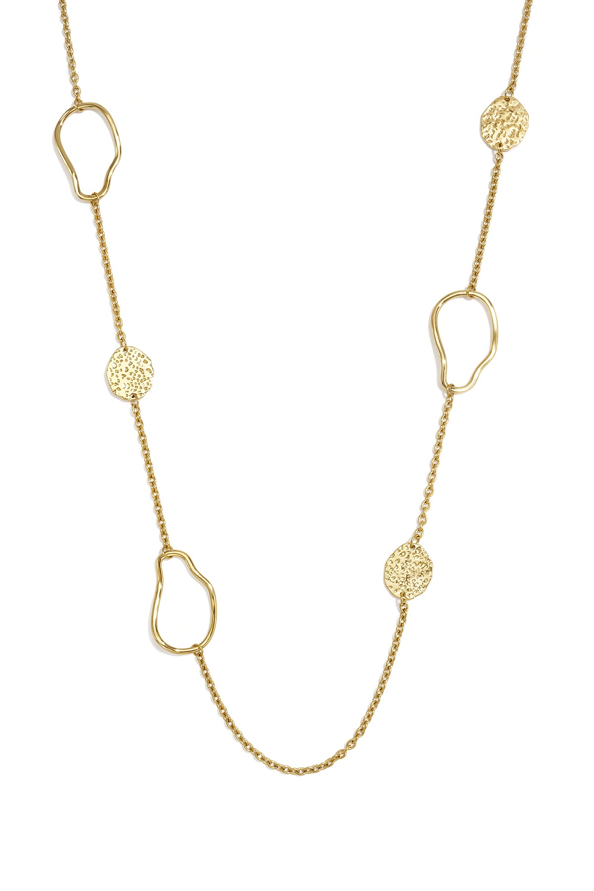 Collares largos de acero inoxidable de forma irregular, sencillos, de la serie Simple Daily para mujer.