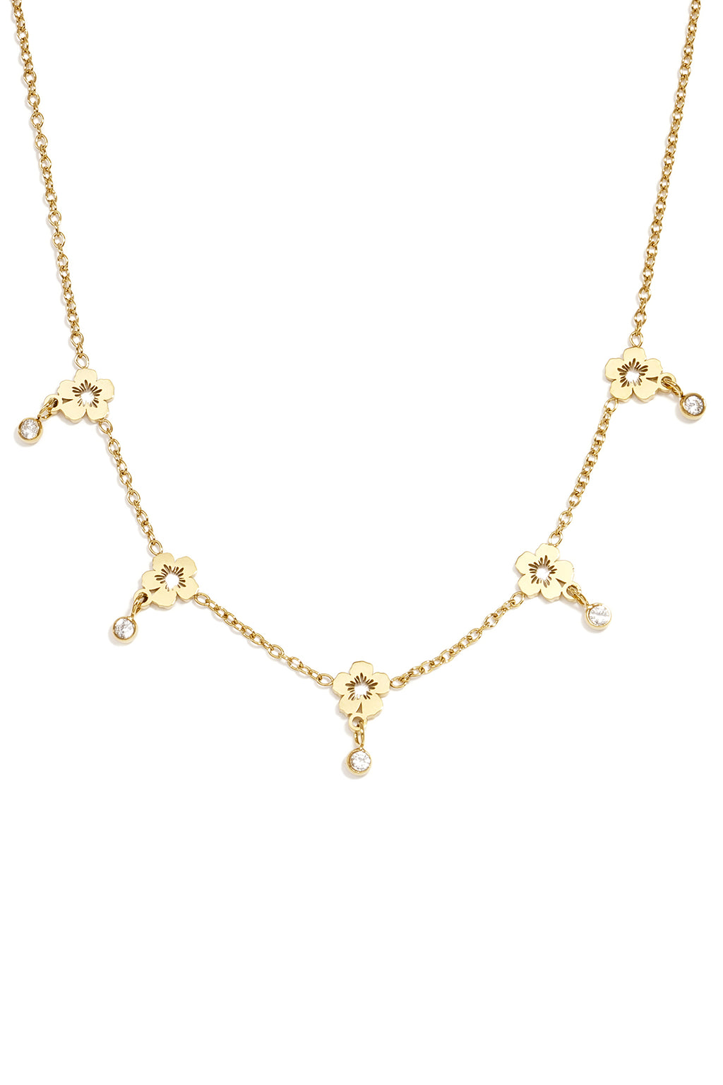 Collares con colgante de acero inoxidable con diseño floral sencillo de la serie Daily Simple para mujer.