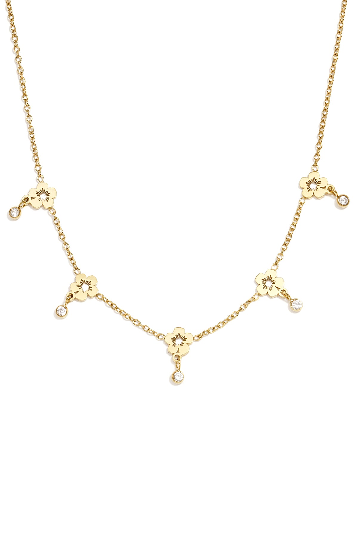 Collares con colgante de acero inoxidable con diseño floral sencillo de la serie Daily Simple para mujer.