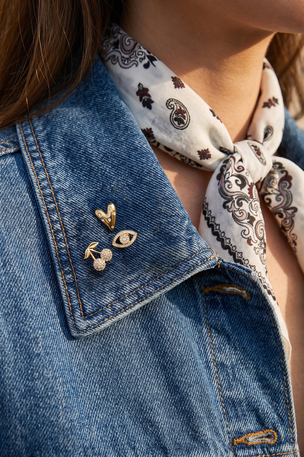Broches con forma de corazón, sencillos, de acero inoxidable, accesorios para el día a día.